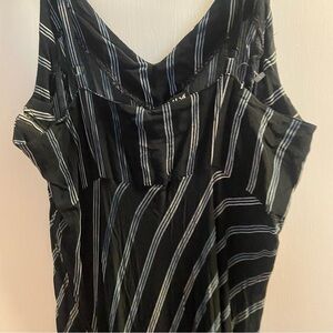 Vintage Betsey Johnson Black and Blue Gray Striped Dress
